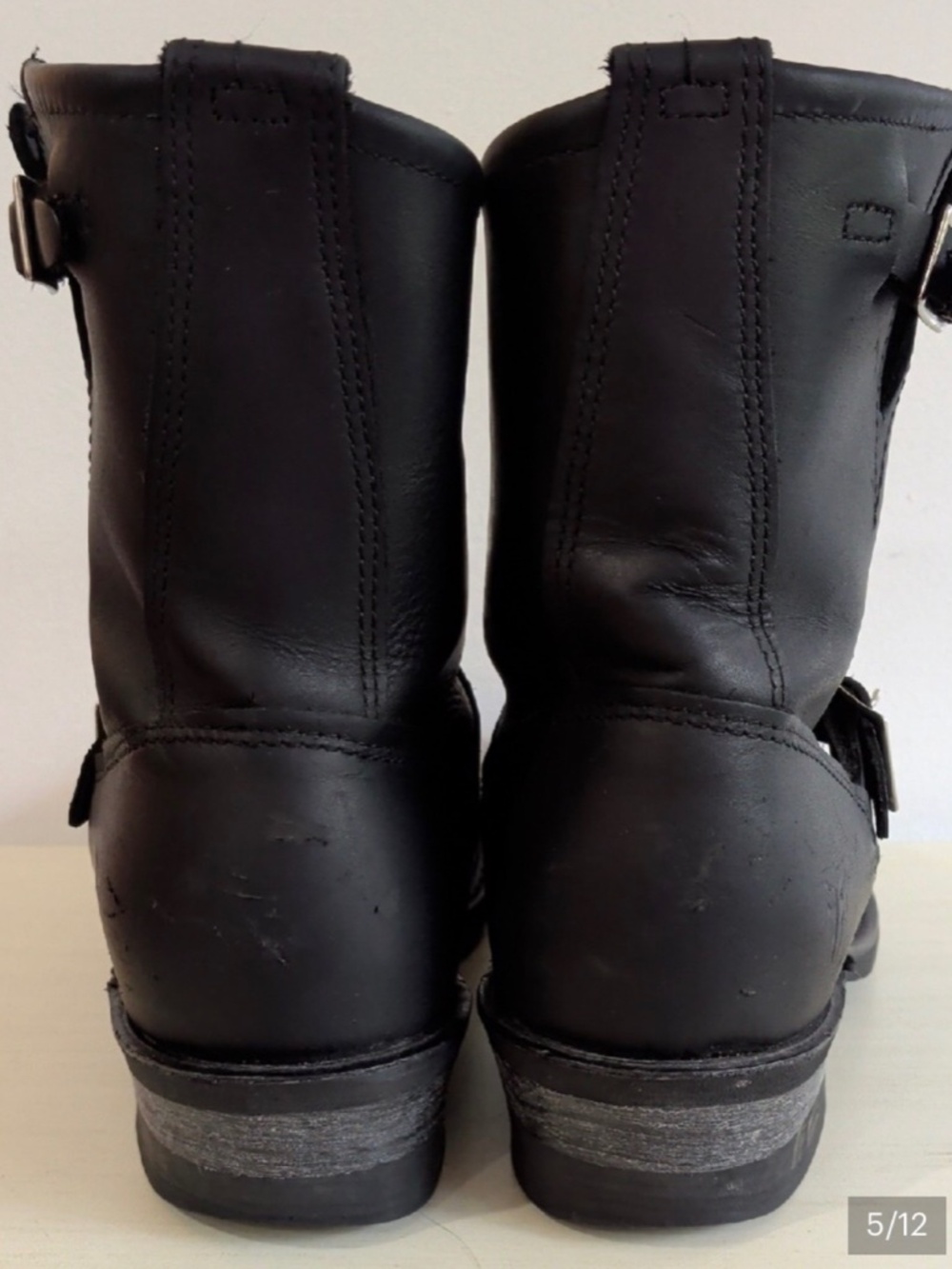 FRYE Leather Engineer Boots, Women’s Size 9, Black with Silvertone Buckle - Picture 7 of 14